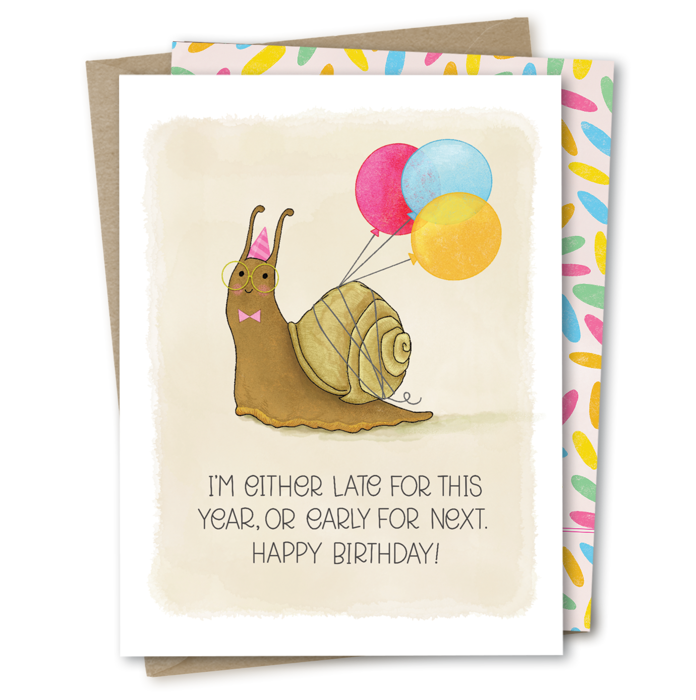 Snail Belated Birthday | Cute Balloon Happy Birthday Card