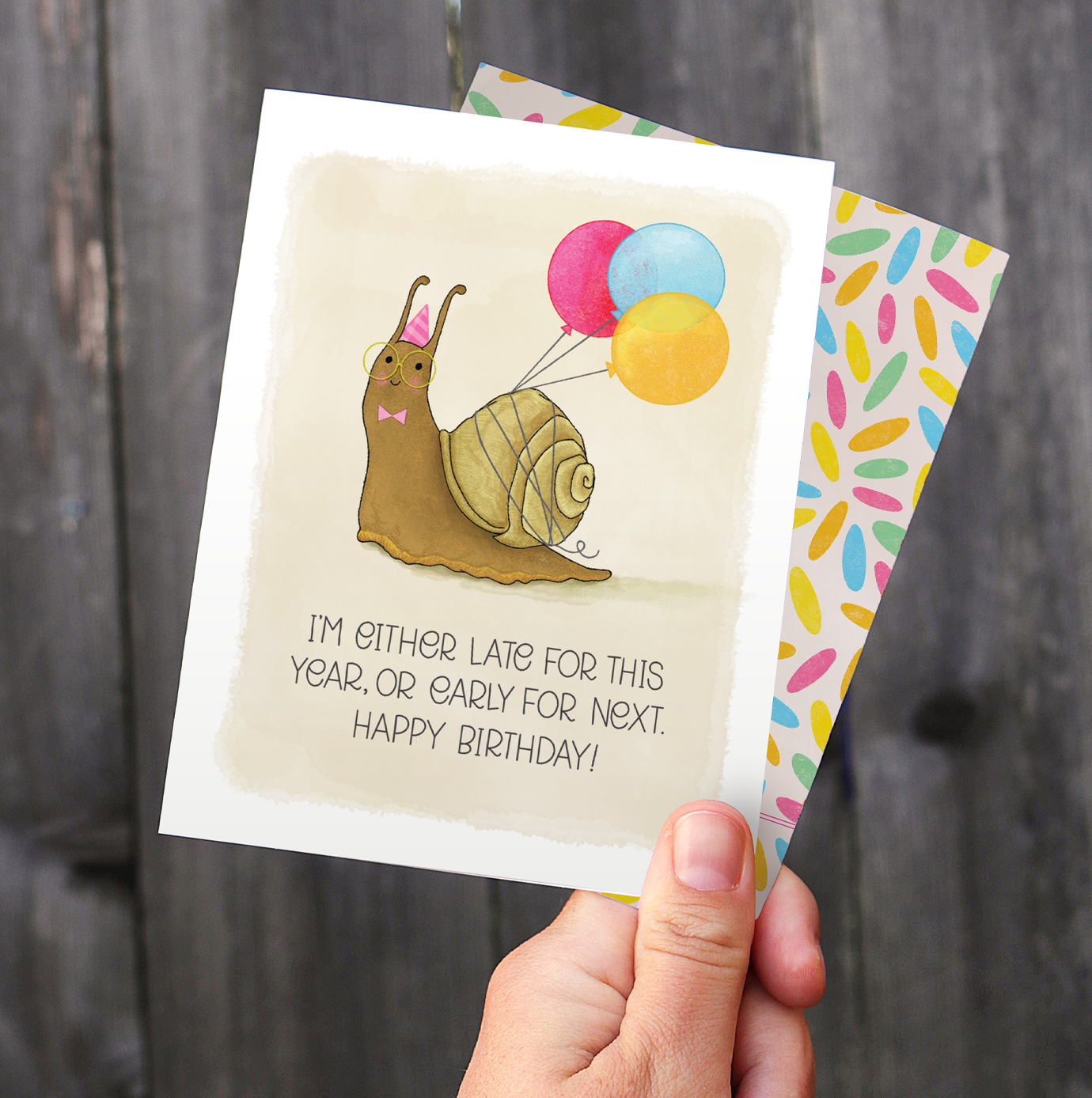 Snail Belated Birthday | Cute Balloon Happy Birthday Card